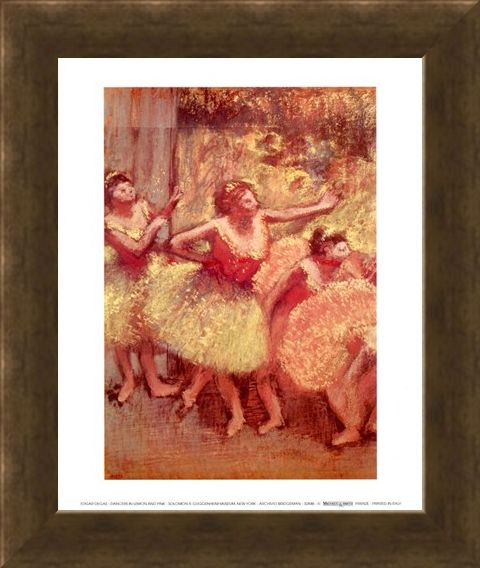 Framed Framed Dancers in Lemon and Pink - Edgar Degas