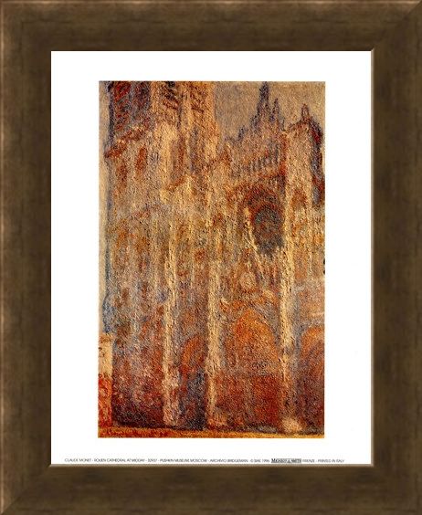 Framed Framed Rouen Cathedral At Midday - Claude Monet