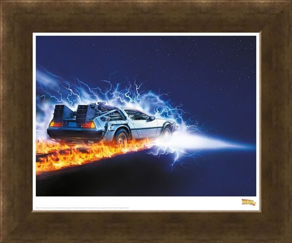 Framed Framed Delorean Fire Light - Back To The Future