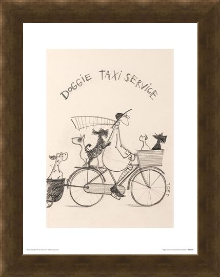 Framed Framed Doggie Taxi Service Sketch - Sam Toft
