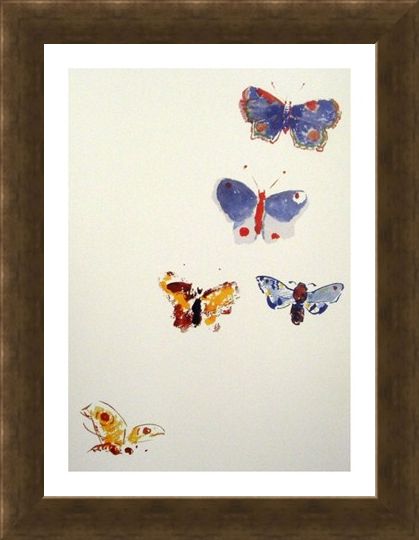Framed Framed Five Butterflies - Odilon Redon
