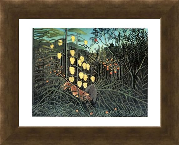 Framed Framed Giungla Con Bufalo Assalito Da Una Tigre - Henri Rousseau