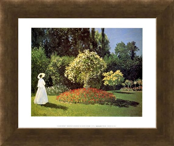 Framed Framed Woman in the Garden at Sainte Adresse - Claude Monet