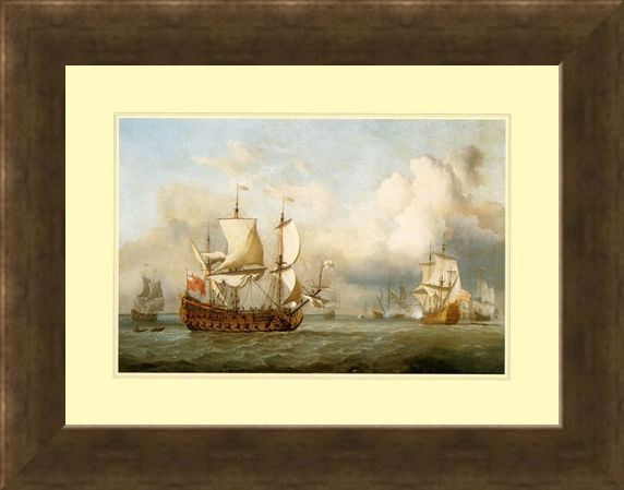 Framed Framed The Ship ' English Indiaman' - Antonio Jacobsen