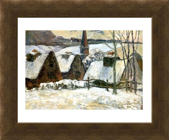 Framed Framed Village Breton Sous La Neige - Paul Gauguin