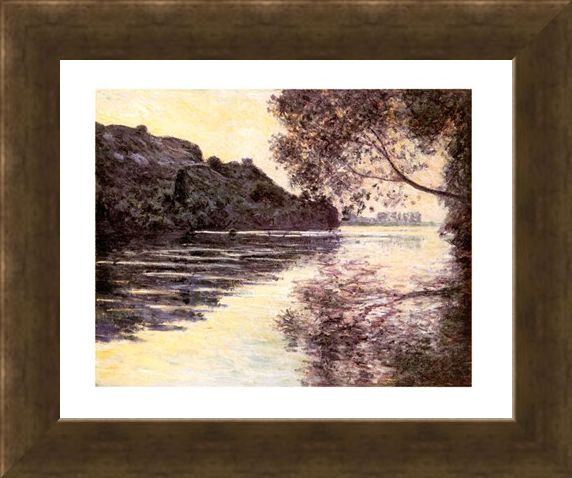 Framed Framed Effet De Soleil Couchant Sur La Seine At Port-Ville - Claude Monet