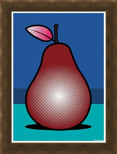 Framed Framed A Pop Art Pear - Red Fruit
