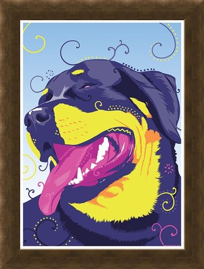 Framed Framed One Hippy Dog - Psychedelic Rottweiler