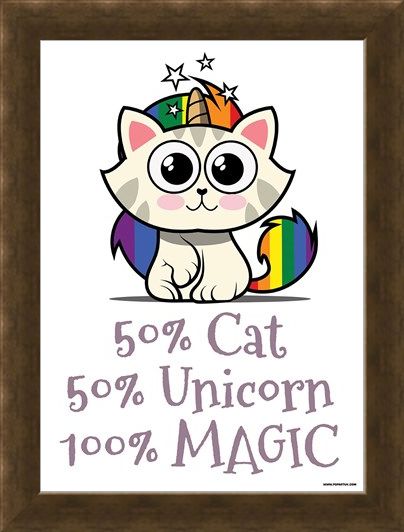 Framed Framed Rainbow Kitty - 50% Cat, 50% Unicorn, 100% Magic