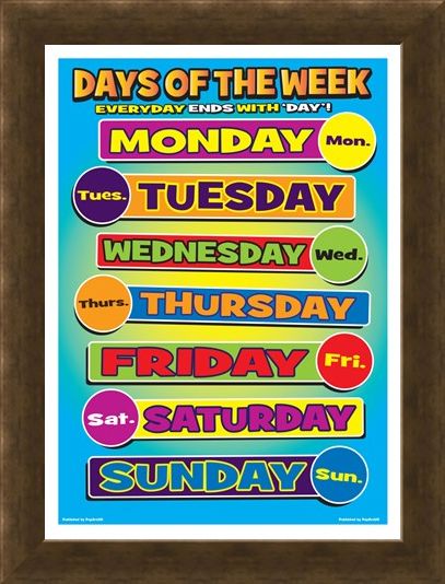Framed Framed Days Of Week - Seven Days of Learning