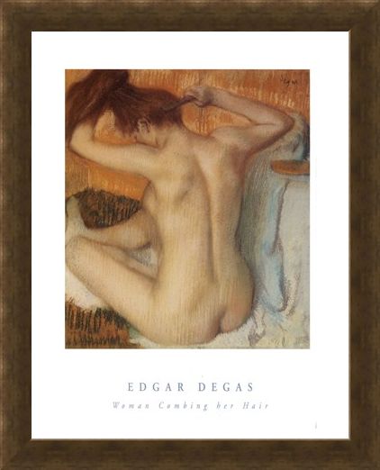 Framed Framed Woman Combing her Hair - Edgar Degas