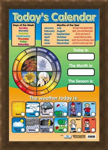 Framed Framed Today's Calendar - Educational Children's Chart
