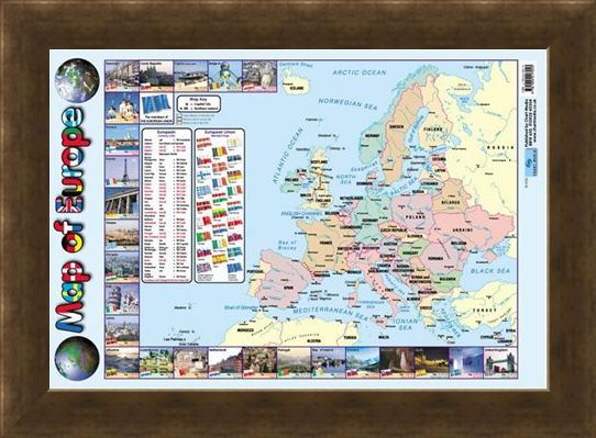Framed Framed Map Of Europe - Educational Map