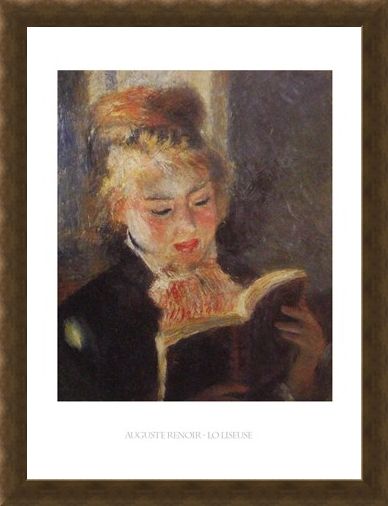 Framed Framed Reading - Auguste Renoir