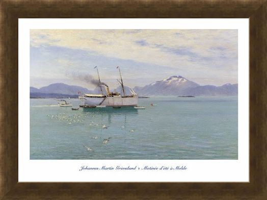 Framed Framed Matinée d'Eté à Molde (Morning on the Moldefjord) - Johannes Martin Grimelund
