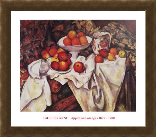 Framed Framed Apples and Oranges - Paul Cezanne