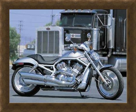 Framed Framed Silver Machine - Harley Davidson