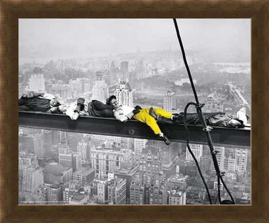 Framed Framed Yellow Highlight - Men on a Girder