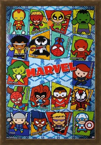 Framed Framed Kawaii Grid - Marvel