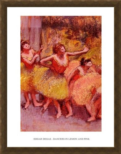 Framed Framed Dancers in Lemon & Pink - Edgar Degas