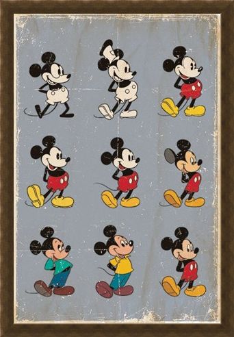 Framed Framed Mickey Mouse Evolution - Walt Disney