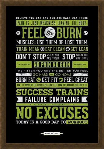 Framed Framed Gym Motivation - No Excuses