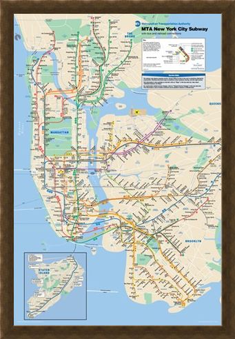 Framed Framed New York Subway - Subway Map of New York
