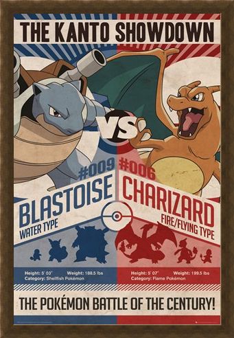 Framed Framed Red v Blue The Kanto Showdown - Pokémon