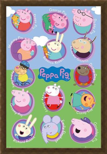 Framed Framed Lots Of Friends - Peppa Pig Multi Characters