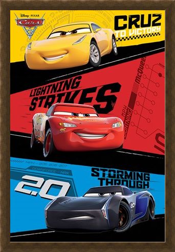 Framed Framed Red, Blue & Yellow Trio - Cars 3