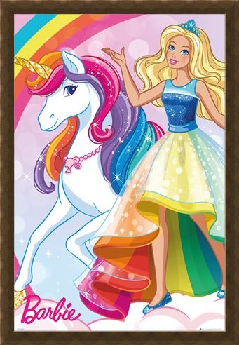 Framed Framed Glittering Rainbow Unicorn - Barbie
