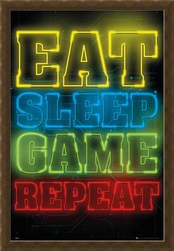 Framed Framed Eat Sleep Game Repeat - Gaming