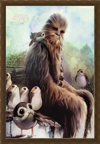 Framed Framed Chewbacca & Porgs - The Last Jedi