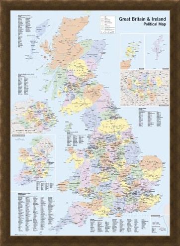 Framed Framed UK & Ireland - Political Map