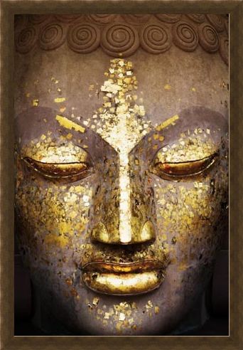 Framed Framed Speckled in Gold - The Face of the Buddha