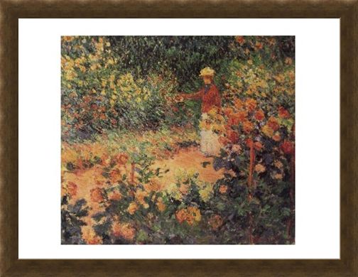 Framed Framed Artist in the Garden of Giverny - Claude Monet