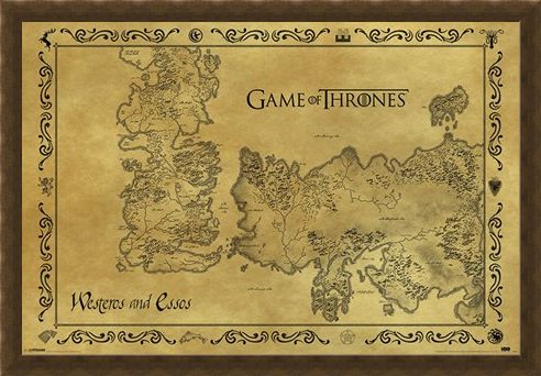 Framed Framed Antique Map - Game Of Thrones