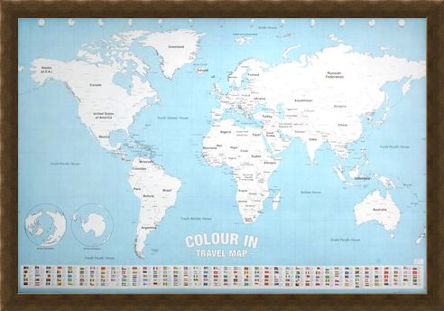 Framed Framed Colour In - World Map