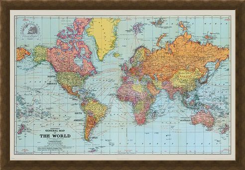 Framed Framed General Map Of The World Colour - Stanfords