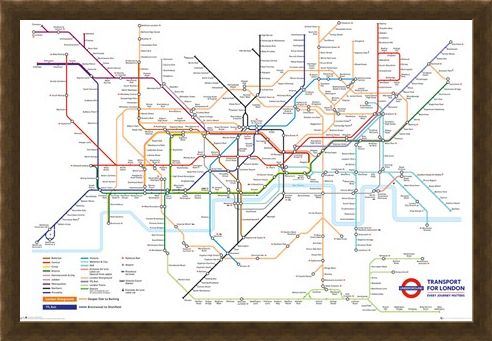 Framed Framed Underground Map - Transport For London