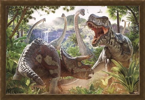 Framed Framed Dinosaur Battle - David Penfound