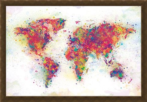 Framed Framed Colour Splash - World Map