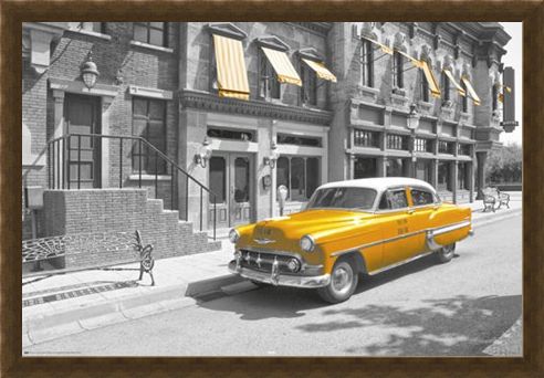 Framed Framed Taxi! - Yellow Cab In Manhattan