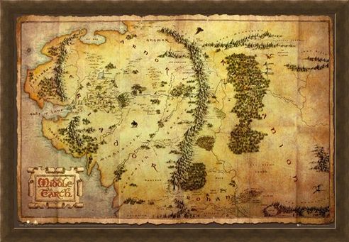 Framed Framed Map of Middle Earth - The Hobbit