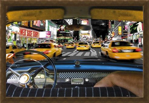 Framed Framed Times Square Taxi - New York