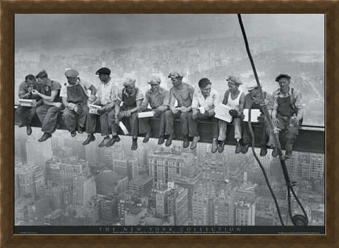 Framed Framed Men on a Girder Having Lunch - New York City Collection