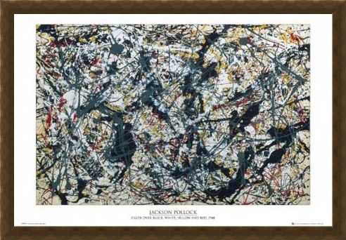 Framed Framed Silver on Black - By Jackson Pollock