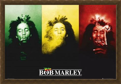 Framed Framed Ganja in Green, Red and Gold - Bob Marley