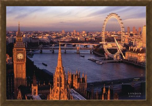Framed Framed Big Ben and the London Eye - Aerial Photograph of London, England