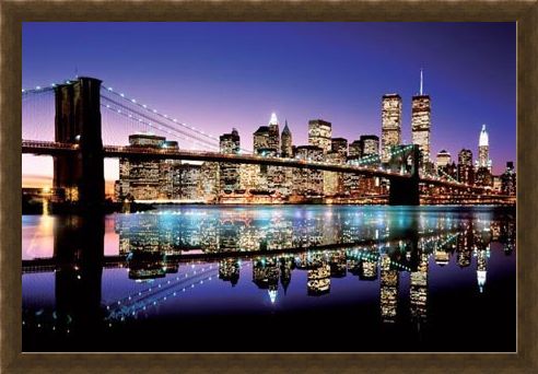 Framed Framed Twilight Technicolor - Brooklyn Bridge